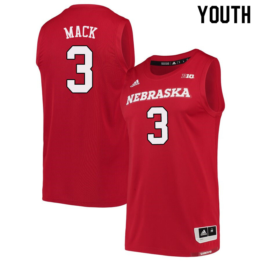 Youth #3 Cam Mack Nebraska Cornhuskers College Basketball Jerseys Sale-Scarlet - Click Image to Close